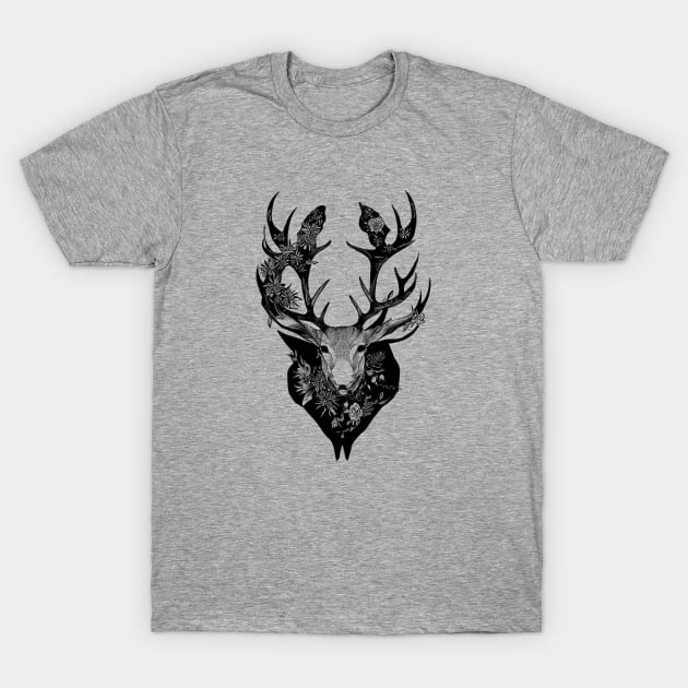 Stag Deer Wild Animal Nature Illustration Art Tattoo T-Shirt by Cubebox